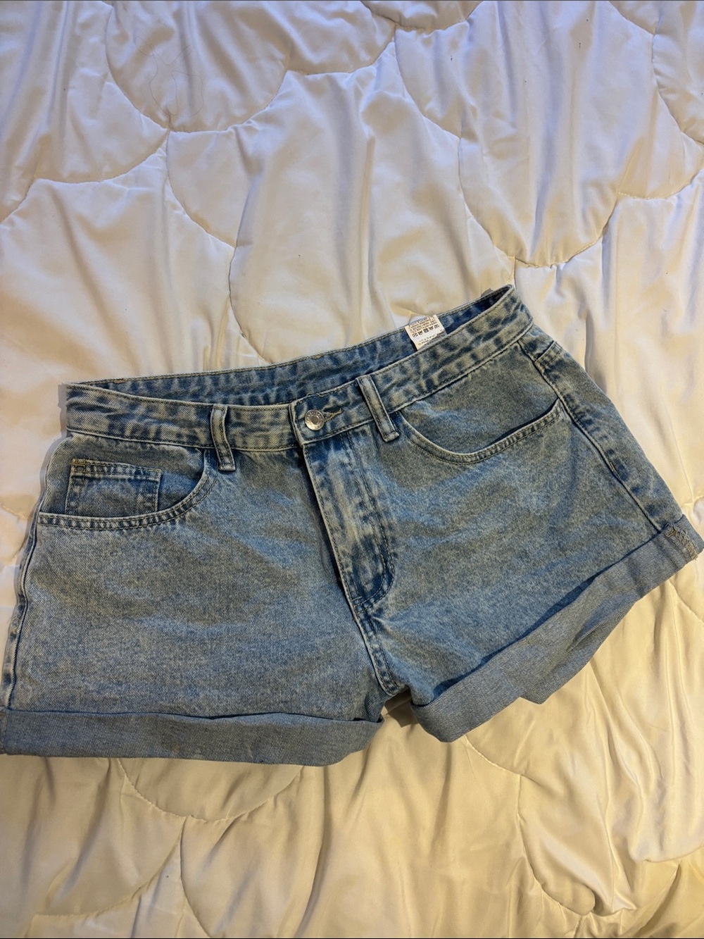 SHEIN Light Blue Rolled Hem Denim Shorts